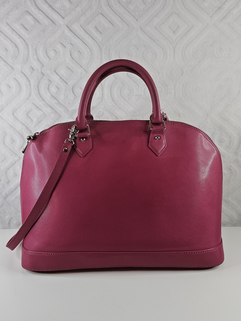 Pulicati Genuine Leather Elegant Magenta Satchel Handbag